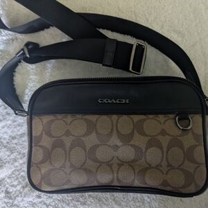 Coach Black and Brown Belt Bag with Signature Style